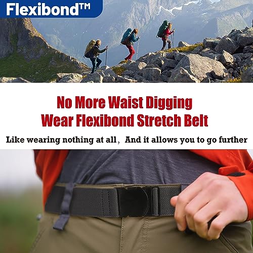 COMFORTABLE Mens Stretch Hiking Belt Minimalist Web Elastic Belts for Men, Metal-free Travel Buckle,≤44" Waist2