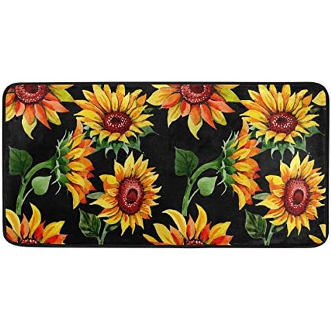 CPYang Floral Sunflower Kitchen Rug Mat Non Slip Anti Fatigue Standing Mat Runner Rug Washable for Kitchen Bathroom, 50x99 cm Cover