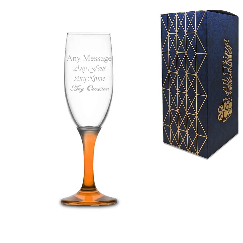 Flûtes à champagne en verre gravé haut de gamme LAV Misket orange de 190 ml
