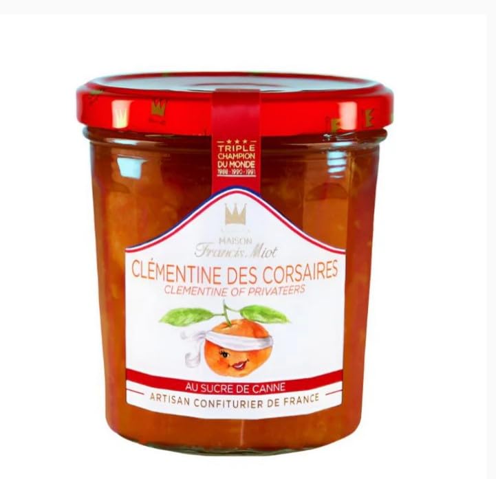 Maison Francis Miot, Set of 2 Luxury French Confiture de Clementines des Corsaires au Sucre de Canne (Corsican Clementines) Jam, 7.7 oz Each