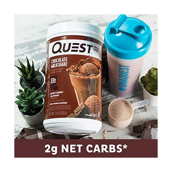 Nutrition-Chocolate-Milkshake-Protein-Powder-High-Protein-Low-Carb-Gluten-Free-Soy-Free-16-lbs-Pack-of-1 Quest Nutrition Chocolate Milkshake Protein Powder, 22g Protein, 2g Net Carbs, 1g Sugar, Low Carb, Gluten Free, 1.6 Pound, 24 Servings