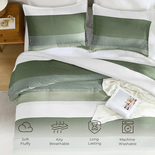 Litanika Queen Comforter Set - 3 Pieces Stripe Bedding Comforter Sets by Litanika - Used condition - Image 5