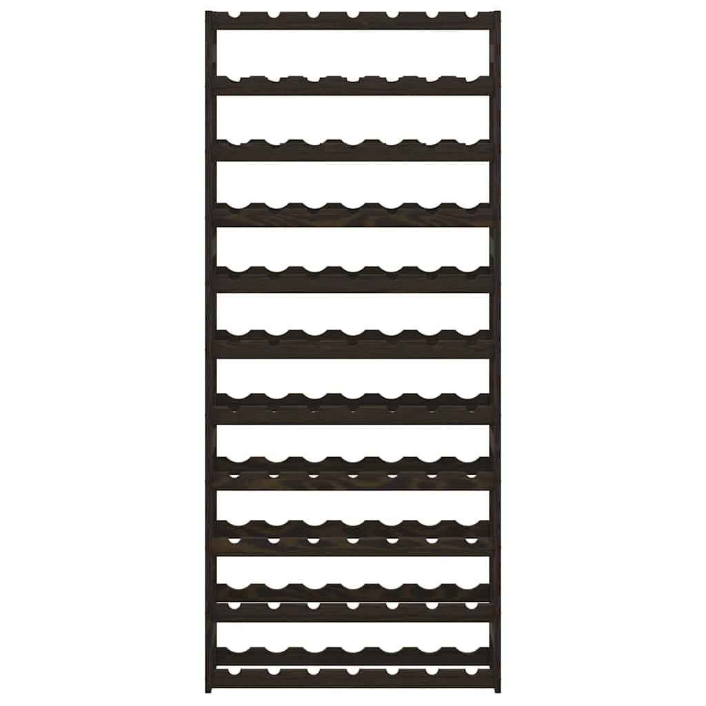 Botellero de madera de pino maciza negra para 77 botellas con 11 estantes, diseño ondulado para almacenamiento y almacenamiento elegante en el comedor, sótano, cocina o bar