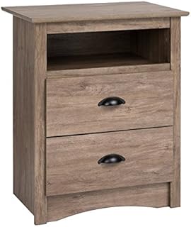 Pemberly Row Modern Tall 2 Drawer Nightstand in Drifted Gray
