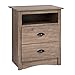 Pemberly Row Modern Tall 2 Drawer Nightstand in Drifted Gray