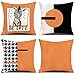 Set di 4 Cuscini Divano Moderni Cotone Biancheria Decorativo Copricuscini Divano 45x45 cm arancione geometria zebra