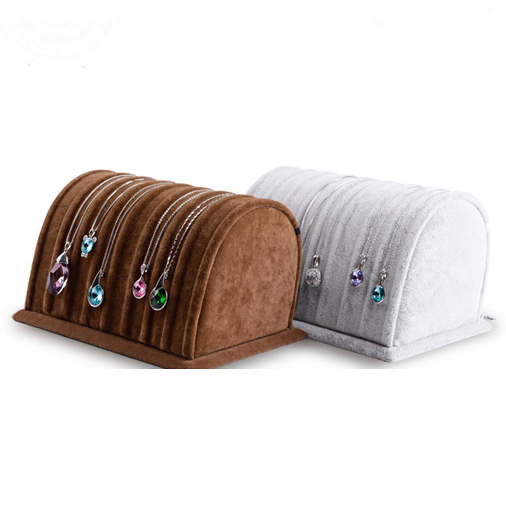 Présentoir à pendentifs pour Colliers et pendentifs, en MDF, Couleur café ou Gris, avec boîte de Rangement en Peluche pour Bijoux (Couleur : Gris)