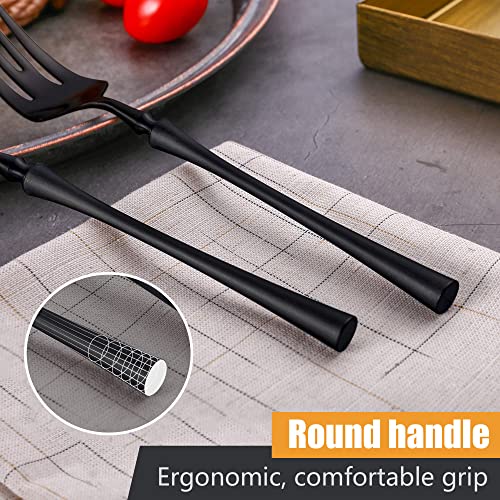 Lemeya 18/10 Stainless Steel Matte Black Silverware Set,24 Piece Luxury Flatware Cutlery Set Service For 6, Include Knife Fork Spoon And Tea Spoon,Dishwasher Safe #TOP4