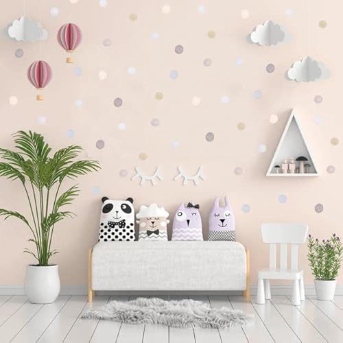 Watercolour Neutral Circle Wall Stickers - Soft Pastel Watercolour Polka Dot Wall Stickers, Neutral Nursery Decor, Playroom Boho Wall Decals (Dot Stiker) #TOP2