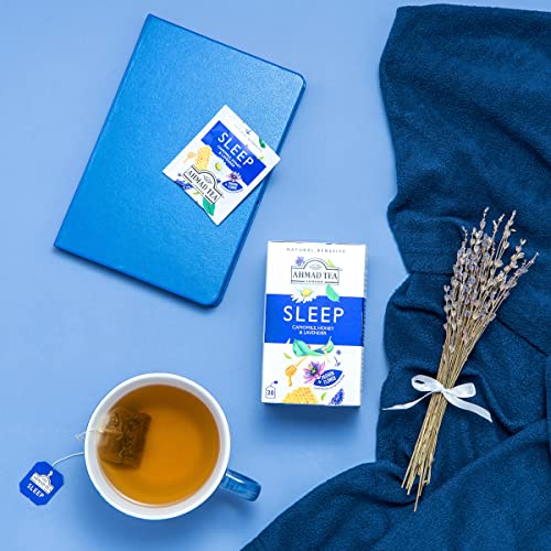 Ahmad Tea Herbal Tea, Camomile, Honey, & Lavender 'Sleep' Natural Benefits Teabags, 20 Ct (Pack Of 6) - Decaffeinated & Sugar-Free #TOP3