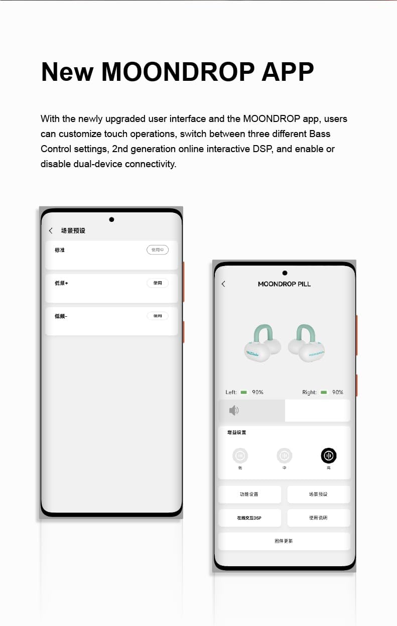 Moondrop Pill Open Ear Headphones Bluetooth 6.0 OWS Hanging Earphones IPX4 Open Ear Clip Wireless Earbuds Built-in AI ENC MD-0WS-003 (Black)