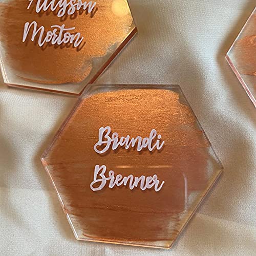 Segnaposto acrilico esagono trasparente, 80 pezzi