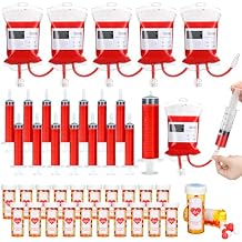 WinnerWhy 60 Pcs Nursing Graduation Party Supplies 5 Iv Blood Bags for Drinks 15 Plastic Syringes 20 Empty Pill Bottles with Caps 20 Sticky Labels Nurse Party Favors Bsn Rn Lpn Graduation Decoration