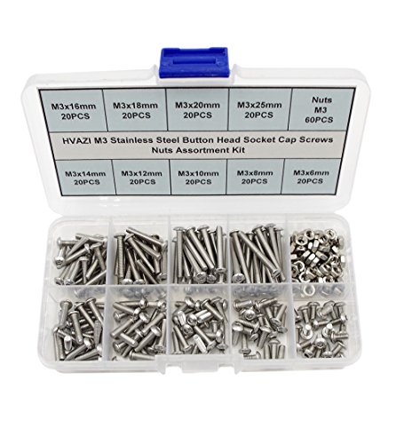 Hvazi Metric M3 304 Stainless Steel Button Head Socket Cap Screws Nuts Assortment Kit #TOP14