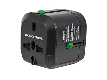 Monoprice 109876 Compact Cube Universal Travel Adaptor - Retail Packaging - Black