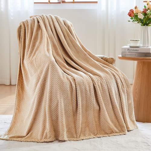 NEWCOSPLAY Flanell Decke Sofa Kuscheldecke Weizenohren Muster sofadecke Super weich und kuschelig Sofaüberwurf Braun-Wohndecke 130x150 cm… – Ansicht 4