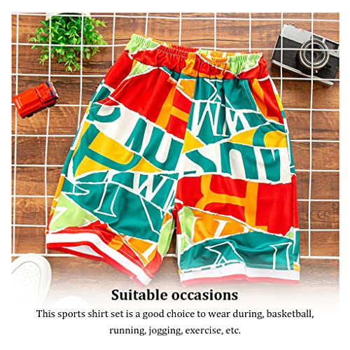 SUWIAKLALL Conjunto de camisetas de basquete infantil, shorts, blusas de ginástica, calças com cintu