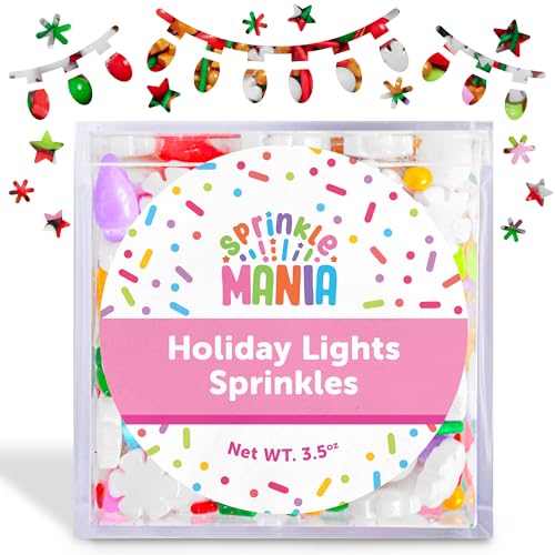 Holiday Lights Christmas Sprinkles for Cookies – Our Christmas Cake Decorations include Snowflake, Star & Ornament Sprinkles (Holiday Lights)