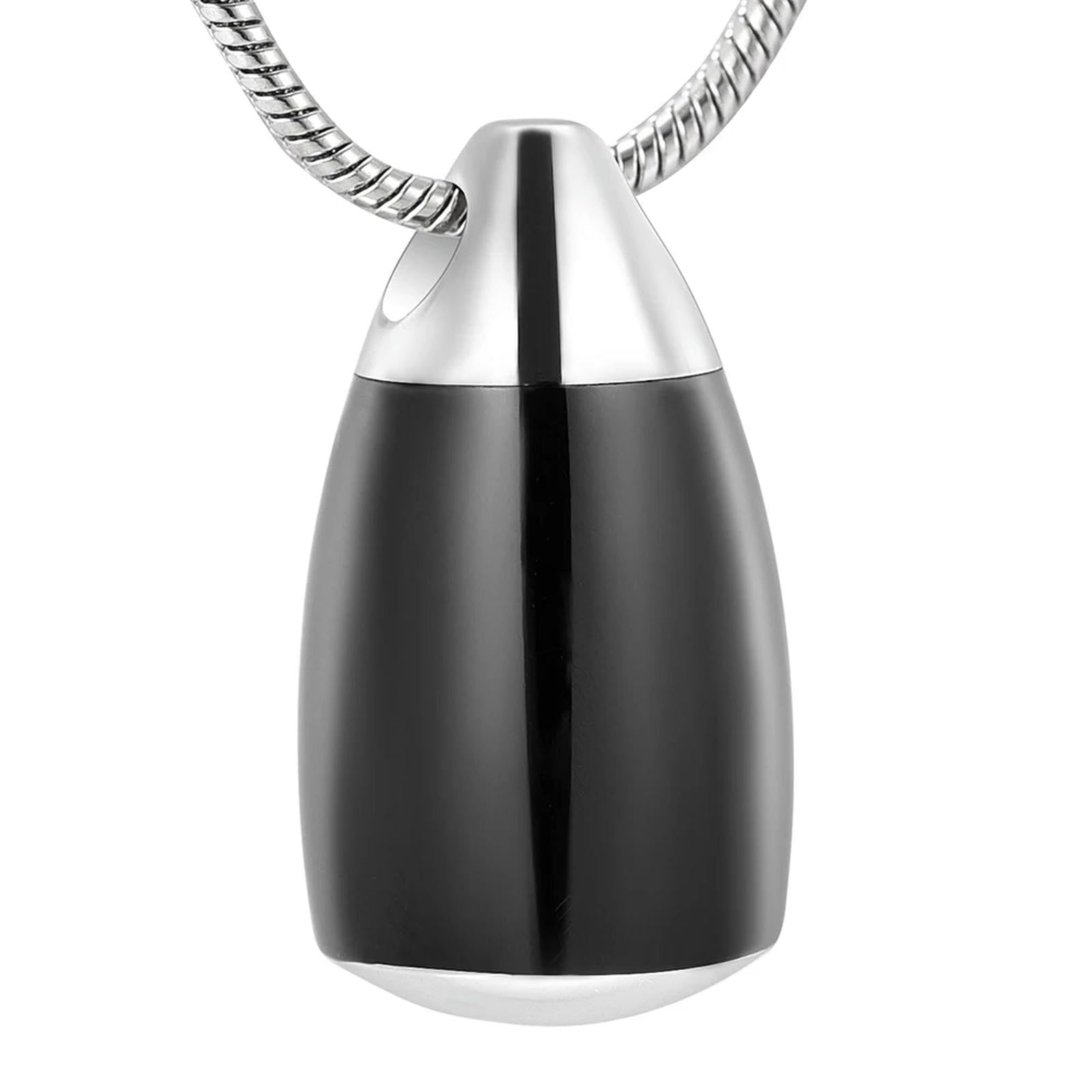 Collier médaillon souvenir de l'être cher pendentif urne goutte d'eau noire