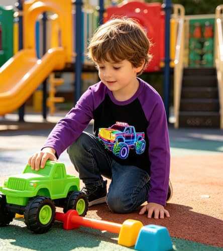 Image of Boys Construction Long Sleeve Raglan T-Shirt for 2-6 Years