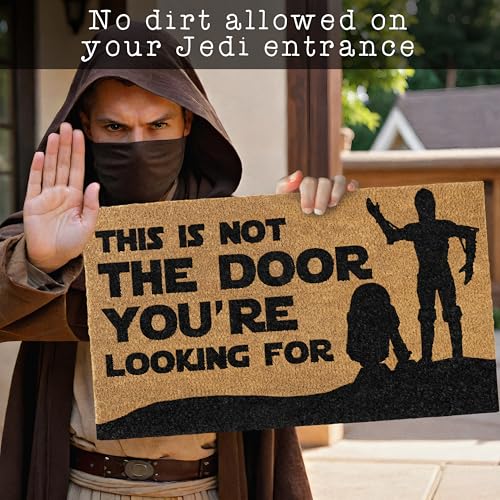 This is Not The Door You're Looking for Door Mat 30x17 Inch, Star Doormat Nerd Gift, Funny Wars Outdoor Geek Decor, Welcome Mat for Covered Porch or Patio