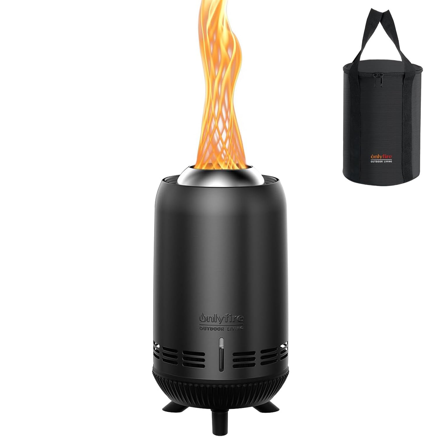 Onlyfire Cheminée de Table à Faible fumée avec Sac de Transport - en Acier Inoxydable - pour Jardin, terrasse, Balcon - Feu de Table pour granulés et Bois - 15 x 30,5 cm - Noir