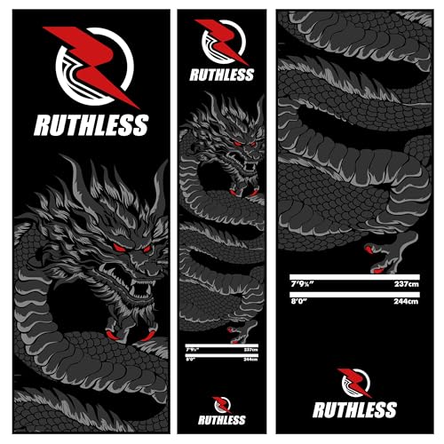 RUTHLESS Darts Mat | Heavy Duty Non Slip Durable Carpet Dart Mat for Floor Black (Dragon)