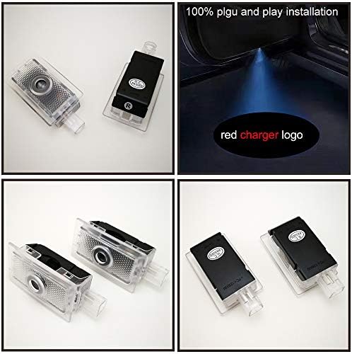 2x car door LED SRT Hellcat Demon Projector Logo Door Lights for Dodge Charger 2006-2019 red LED,no fading color glass slides,plug and play installation