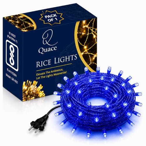 Image of Quace 72 Feet Blue LED Fairy String Lights with 52 LEDs | Flexible Wire Waterproof Decorative Lights for Diwali, Christmas, Wedding, Bedroom, Balcony, Party & Home Decor (1 Pack)