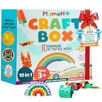Mumaloo Craft Box for Kids - 10 Creative Arts and Crafts for Kids Ages 4-8, Fun, No Mess Educational Preschool & Homeschool Art Projects, Toddler Crafts Kit Supplies, Christmas Gift for Girls and Boys