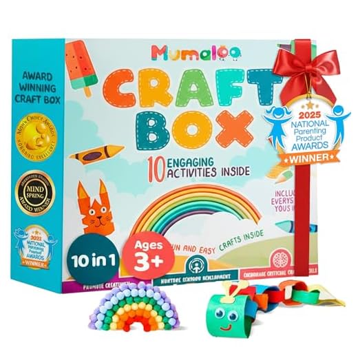 Mumaloo Craft Box for Kids - 10 Creative Arts and Crafts for Kids Ages 4-8, Fun, No Mess Educational Preschool & Homeschool Art Projects, Toddler Crafts Kit Supplies, 3 4 5 6 7 8 Year Old Girls & Boys