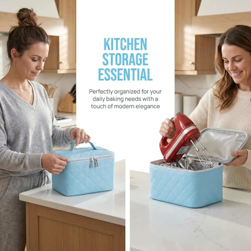 Image of Digital Hand Mixer Carrying Bag for KitchenAid 5 /6 / 7 /9 Ultra Power Speed Hand Mixers, Portable Travel Storage Case Bag with Handle for Kitchen Aid Mixer Accessories (Box Only) (Blue)