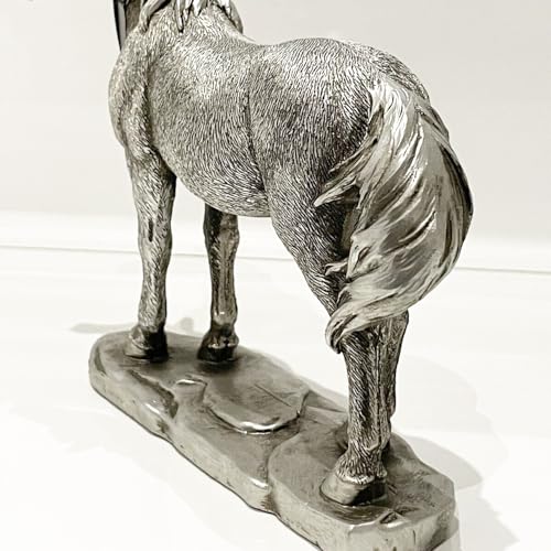 Cheval argenté en résine Reflection : sculpture d'exception pour salon - 4