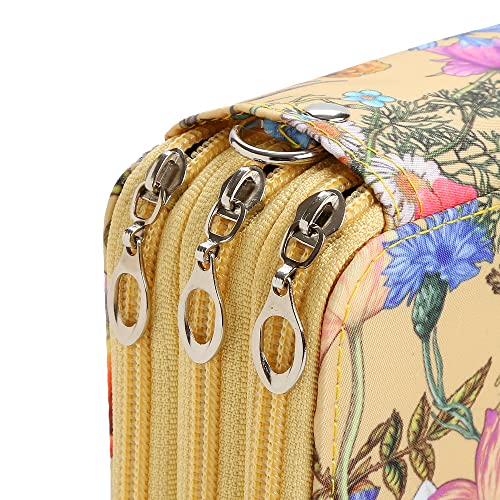 Image of 72 Slots Pencil Case Organizer w /Removal Handle Strap | 3-Layer Zipped Pencils Box Large for Colored Pencils Watercolor Pencils for Office and Travel for Artist