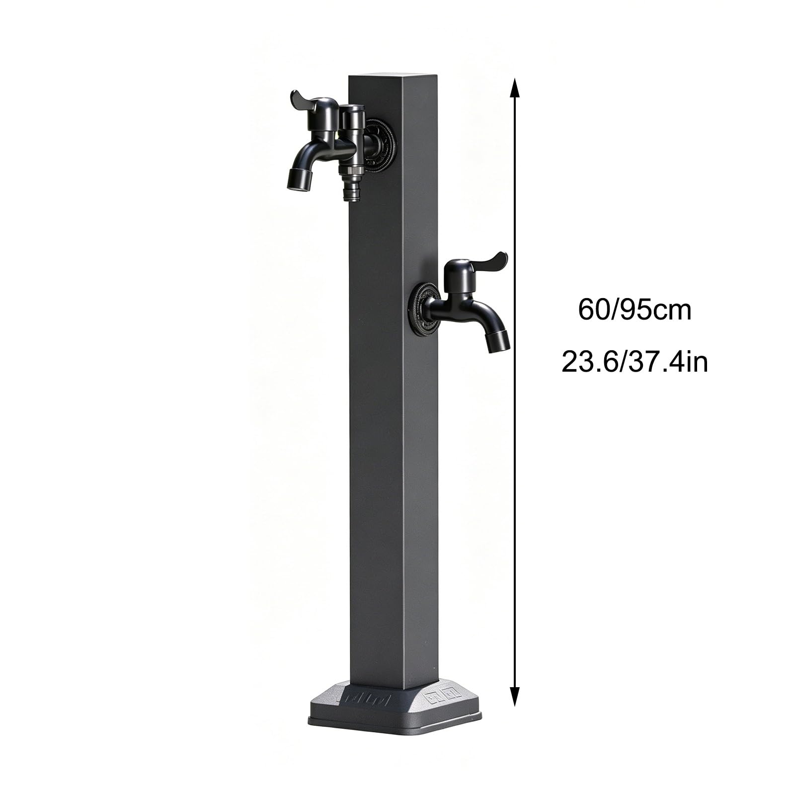 Columna de Agua para Jardín Exterior Independiente, Grifo de Columna de Agua de Acero Inoxidable para Exteriores, Grifo con Soporte Manguera(Black 2,60cm/23.6in)