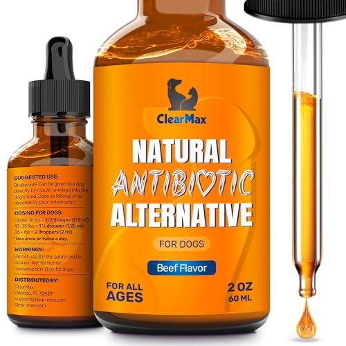 Natural Antibiotics for Dogs for Allergies Infections Coughs Digestive Moments Dog Antibiotics with Beef Flavor May Support Urination and Breathing Organic Composition with Cranberry 2 Oz