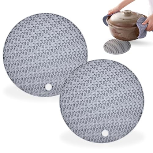 JP Number シリコン 鍋敷き 鍋つかみ 耐熱 240度 ミトン オープナー 代用 キャンプ おしゃれ 鍋しき (2点セット, グレー)