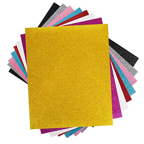 FORMIZON Glitter Vinyle de Transfert pour Tissus, 8 Couleur Vinyle Thermocollant en Chaleur Adhésif, Film de Transfert Textile à Paillettes, pour le Repassage sur T-shirts et D'autres Textiles