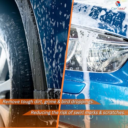 Image of CAR SAAZ Cera X Ceramic Bike & Car Wash Shampoo (1 Litre) with Waterproof Microfiber Mitt Glove | Car Shampoo for CERAMIC Coated Vehicles | pH Neutral, Highly Effective (1000 ml)