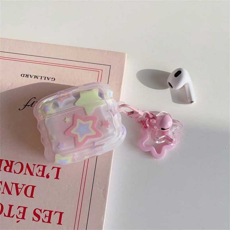 Miniatura 3 de Linda funda de estrellas coloridas para Airpod 3 con llavero diseño estético Kawaii funda protectora de silicona suave compatible con Airpods 3