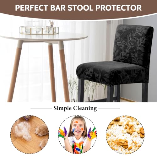 Image of FUANGUI Bar Stool Covers Set of 4, Stretch Bar Stool Seat Covers | Washable Removable Bar Chair Covers with Backs Slipcovers, Bar Chair Covers Square for Kitchen Dining Room Cafe