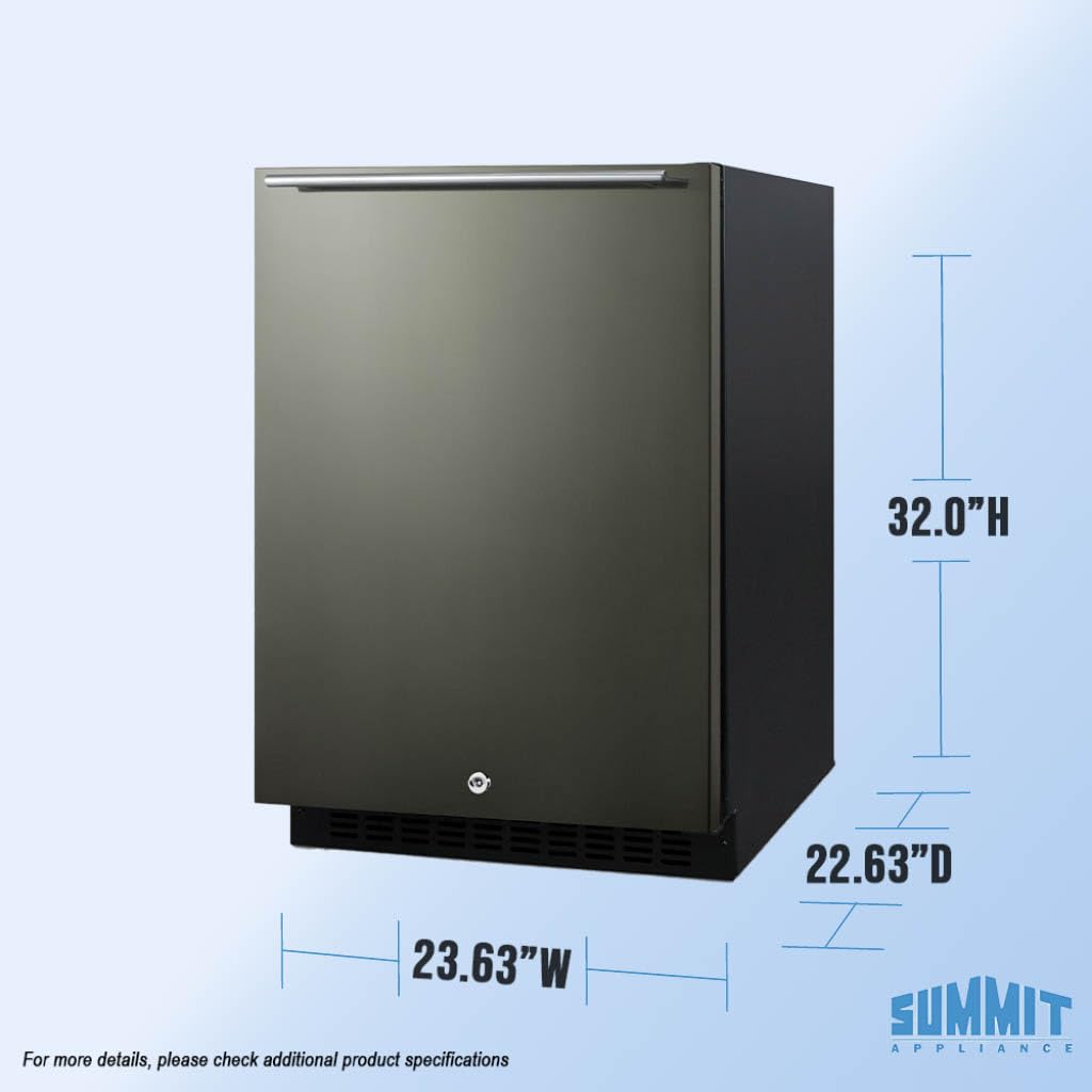 Summit 24" Built-In Refrigerator, 4.8 cu.ft., ADA Compliant, Undercounter, Black, Stainless Steel - AL54KSHH on Fridge.com