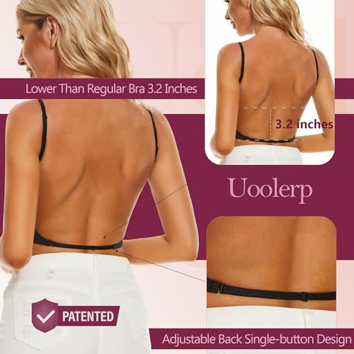 Image of Women Low Back Bras-Invisible Backless Bra-Seamless Secret Plunge No Show Bra Multiway Low Cut Deep-V Halter Bras
