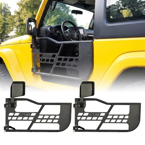PioneerWorks Wrangler Tube Doors for 2007-2018 Jeep JK Tubular Half Doors Unlimited 2 Doors Driver & Passenger Side Stainless Steel Offroad Trail Door with Side View Mirrors Easy Installation