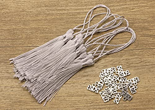 Tupalizy 10Pcs Mini Silky Handmade Bookmark Tassels With 20Pcs 2023 Year Charms For Graduation Keychain Earring Jewelry Making Wedding Favors Souvenir Gifts Tags Diy Craft Projects, Silver And Silver #TOP3