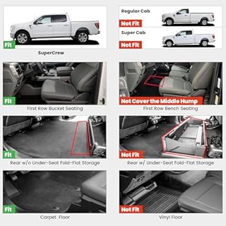 LASFIT 3D Floor Mats for Ford F-150 2015-2025 2026 | F150 Lightning 2022-2026 SuperCrew (Without Fold Flat Storage), Premium TPE All Weather Truck Liners for F150 Accessories, Non-Silp Heavy-Duty Mats