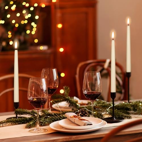 Image of Flameless Taper Candles Flickering with 3D Wick, LED Taper Candle with 10 Key Remote Timer, 6 Pack of Flameless Battery Candlesticks Real Wax for Home Wedding Decoration