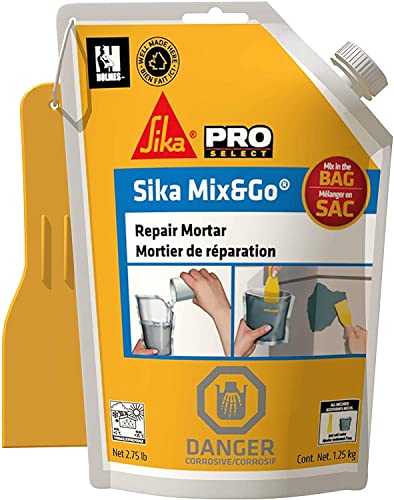 SIKA - Sika - Patch Repair Mortar - Sika Mix & Go - Grey - For Domestic And Small Repairs - Easy To Prepare - For Concrete, Mortar Or Blockwork - 1.25 Kg