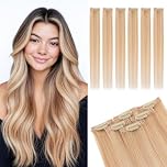 MY-LADY Human Hair Clip in Extensions 6PCS #18/613 Ash Blonde Mix Bleach Blonde Double Wefted Clip in Hair Extensions Real Human Hair Straight Remy Highlights Hairpieces for Women 10 Inch 31g
