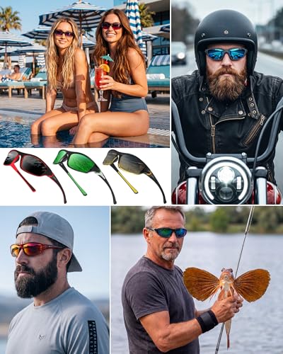 Image of Frienda 6 Pack Polarized Sport Sunglasses for Men Multipack Fit over Glasses Pack Lot Set Men's Sport Fishing Eyeglasses